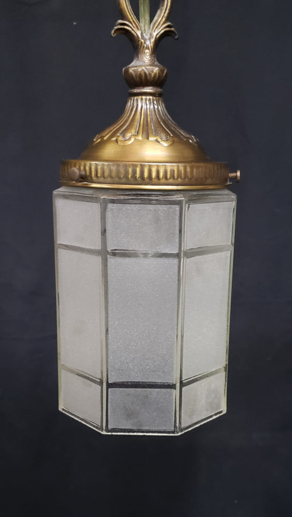 Double Pendant Light with Frosted Octagon Shaped Shades & Matching Ceiling Cap #GA9062