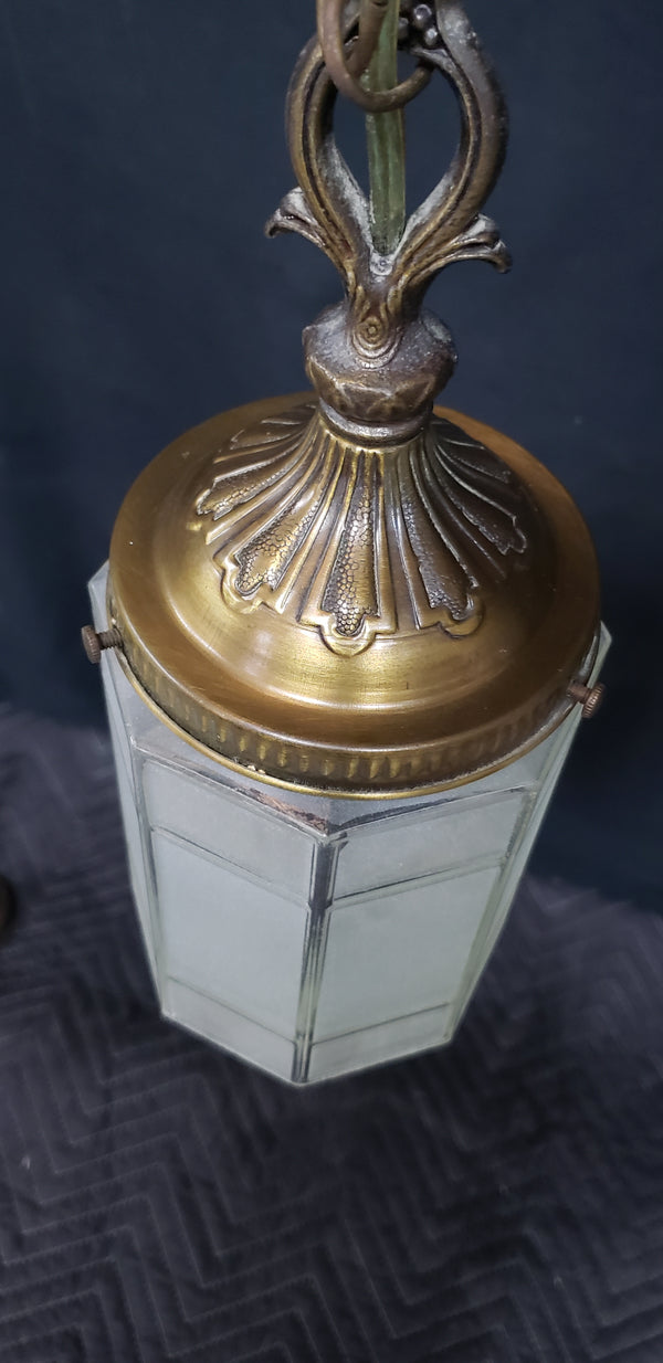 Double Pendant Light with Frosted Octagon Shaped Shades & Matching Ceiling Cap #GA9062