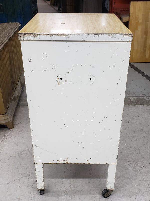Pair of Antique Medical Table Cabinets on Wheels #GA9070