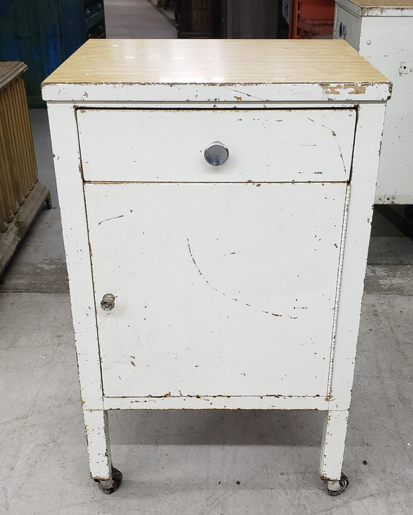 Pair of Antique Medical Table Cabinets on Wheels #GA9070