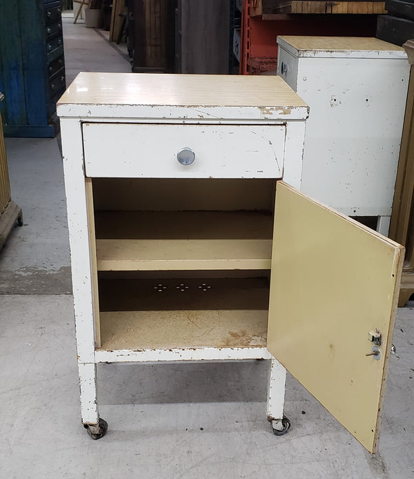 Pair of Antique Medical Table Cabinets on Wheels #GA9070