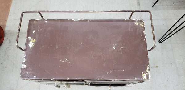 Antique Medical Chest on Wheels with Cast Iron Porcelain Coated Top #GA9071
