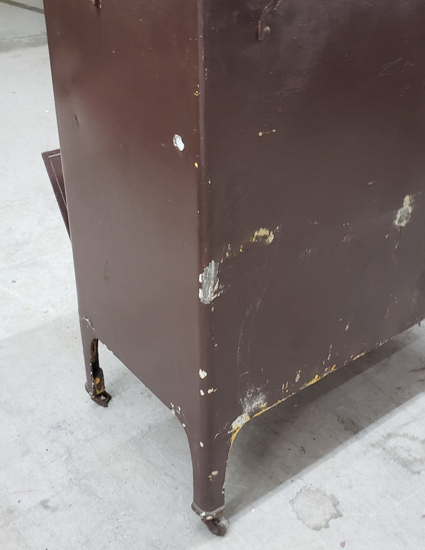 Antique Medical Chest on Wheels with Cast Iron Porcelain Coated Top #GA9071