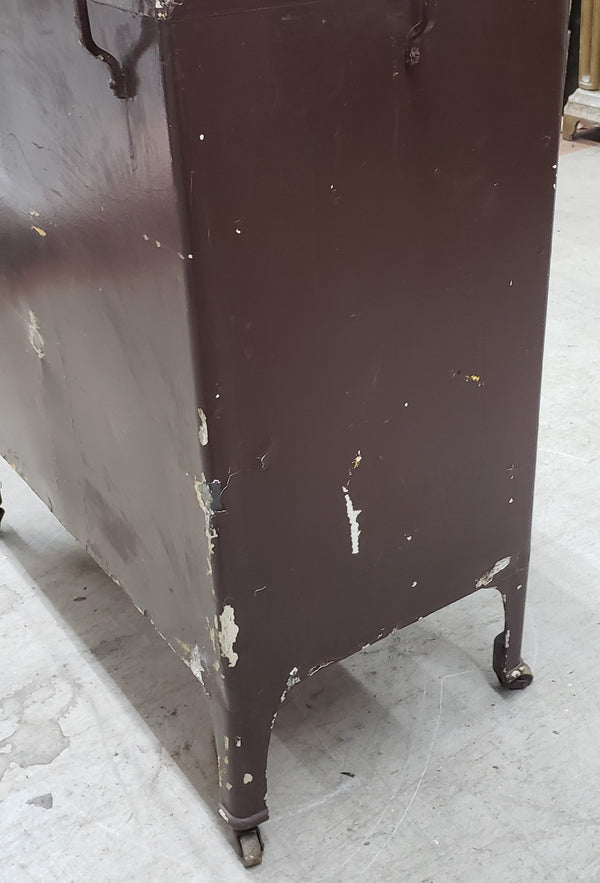 Antique Medical Chest on Wheels with Cast Iron Porcelain Coated Top #GA9071