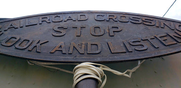 Antique Pole Mounted Cast Iron Railroad Crossing Signs #rrsign