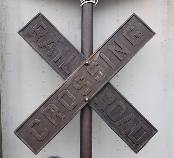 Antique Pole Mounted Cast Iron Railroad Crossing Signs #rrsign