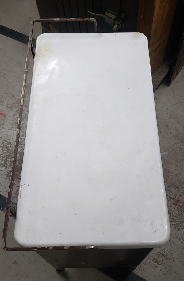Antique Medical Chest on Wheels with Cast Iron Porcelain Coated Top #GA9071