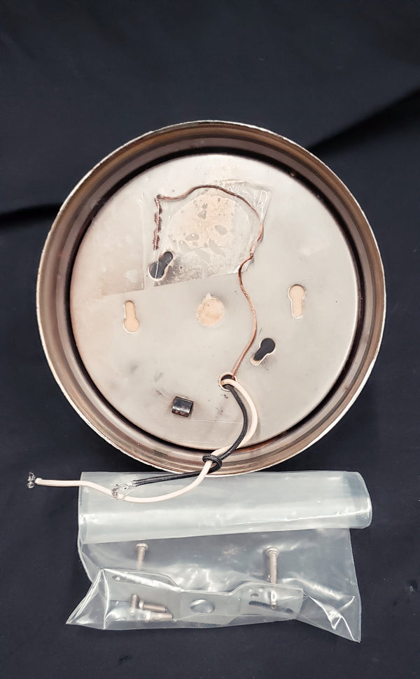 Art Deco Opaque White Glass Bullseye & Brass Flush Mount Ceiling Light #GA9077