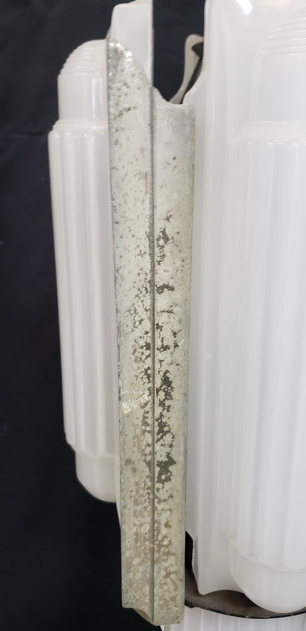 Rare Art Deco Slip Shade Pendant Light with Chrome Trim Ceiling Cap & Chain #GA9105