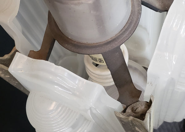 Rare Art Deco Slip Shade Pendant Light with Chrome Trim Ceiling Cap & Chain #GA9105