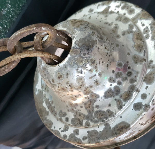 Rare Art Deco Slip Shade Pendant Light with Chrome Trim Ceiling Cap & Chain #GA9105