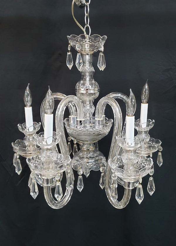 5 Light Crystal Chandelier with Faceted Prisms & Double Bobeche`s #GA9109