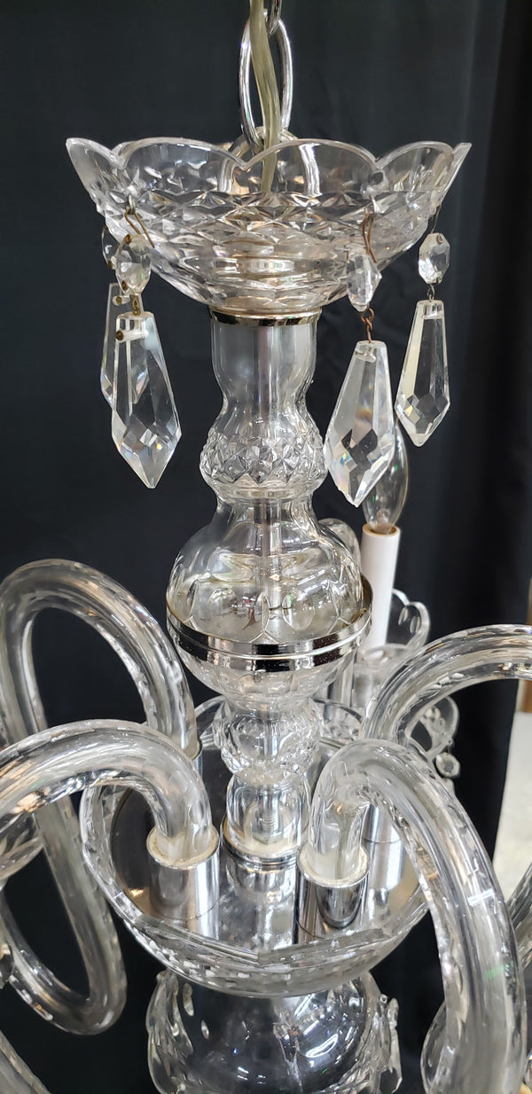 5 Light Crystal Chandelier with Faceted Prisms & Double Bobeche`s #GA9109