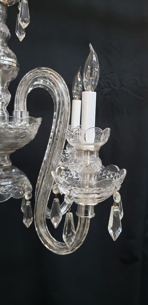 5 Light Crystal Chandelier with Faceted Prisms & Double Bobeche`s #GA9109
