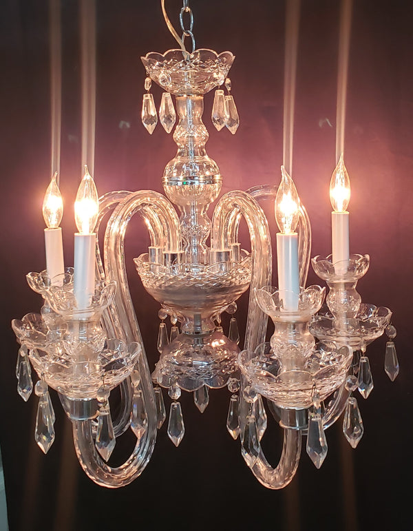 5 Light Crystal Chandelier with Faceted Prisms & Double Bobeche`s #GA9109