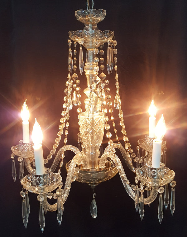 5 Light Crystal Chandelier with Faceted Prisms & Scalloped Bobeche's #GA9111