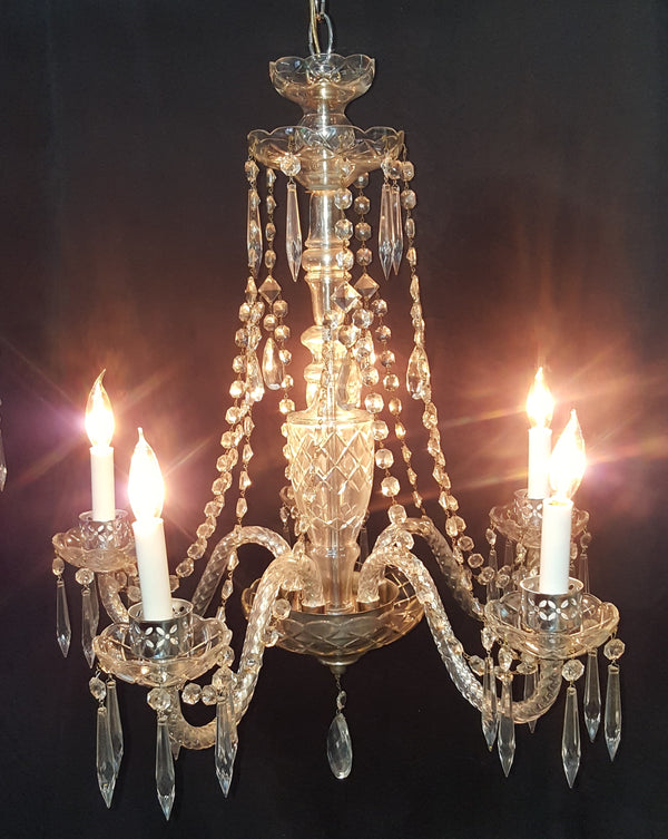 5 Light Crystal Chandelier with Faceted Prisms & Scalloped Bobeche's #GA9111