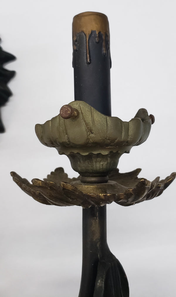 Unique 2 Light Cast Brass Lion's Head Wall Sconce #GA53
