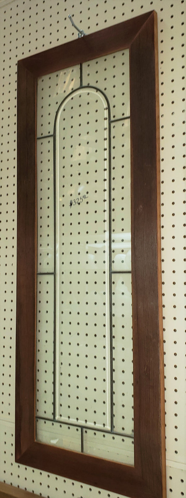 Beveled Leaded Glass Window in Stained Wood Frame #GA9122