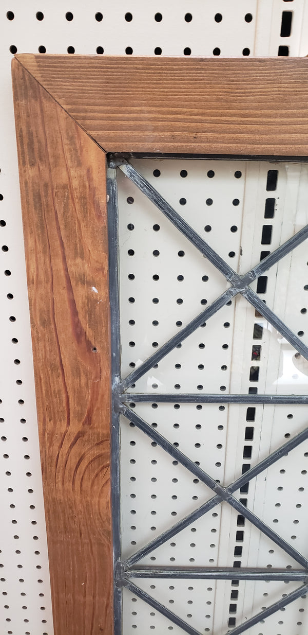 Huge Leaded Glass Window in Stained Wood Frame #GA9123