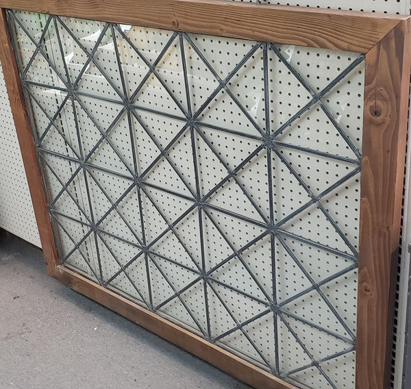 Huge Leaded Glass Window in Stained Wood Frame #GA9123