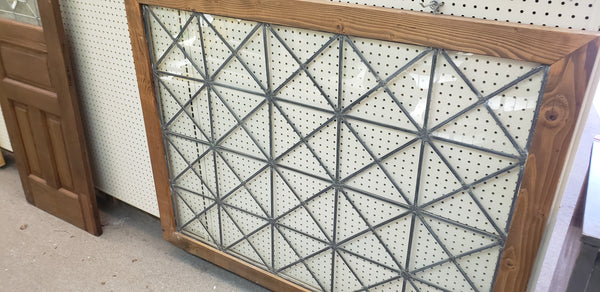 Huge Leaded Glass Window in Stained Wood Frame #GA9123