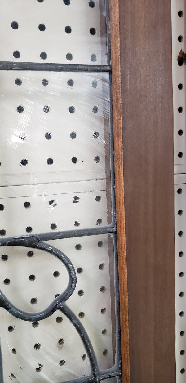 Pair of Textured Leaded Glass Windows in Wood Frames #GA9130
