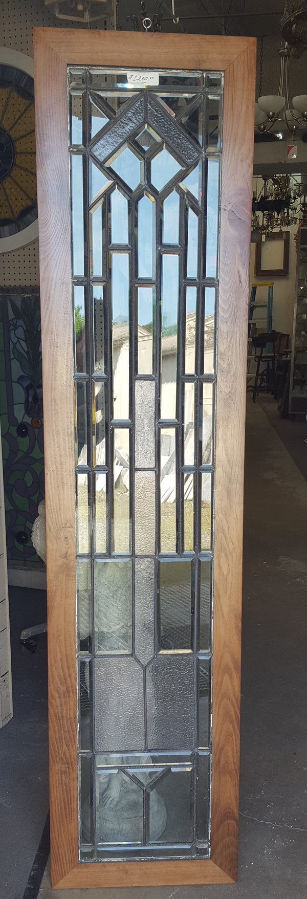 Art Deco Beveled Textured Leaded Glass Window 17 1/4" Wide by 73 1/2" Tall #GA9144