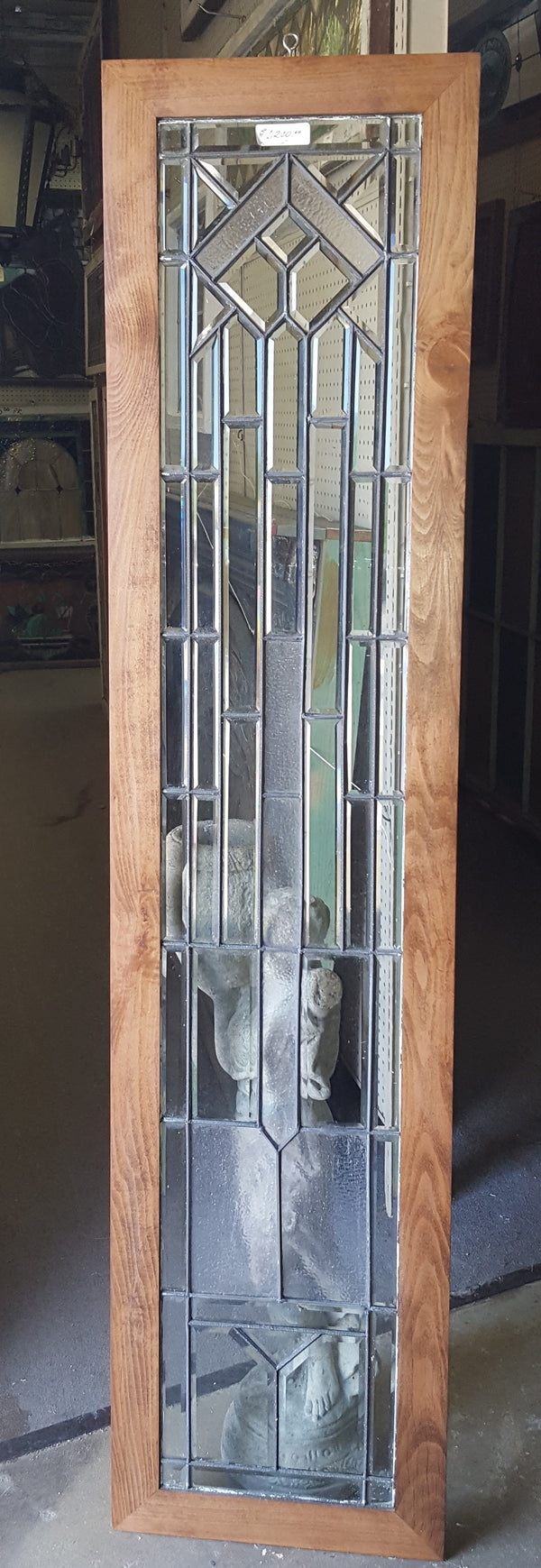 Art Deco Beveled Textured Leaded Glass Window 17 1/4" Wide by 73 1/2" Tall #GA9144
