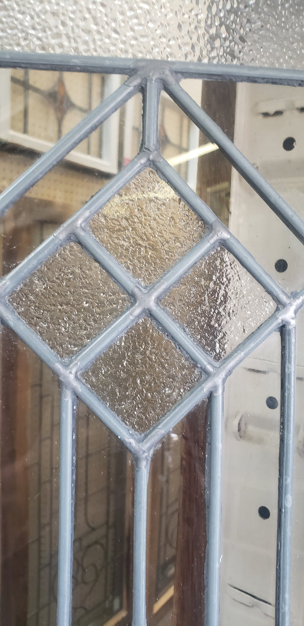 Art Deco Textured Leaded Window or Door in Wood Frame  14 3/4" x 75 1/2" #GA9152
