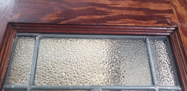 Art Deco Textured Leaded Window or Door in Wood Frame  14 3/4" x 75 1/2" #GA9152