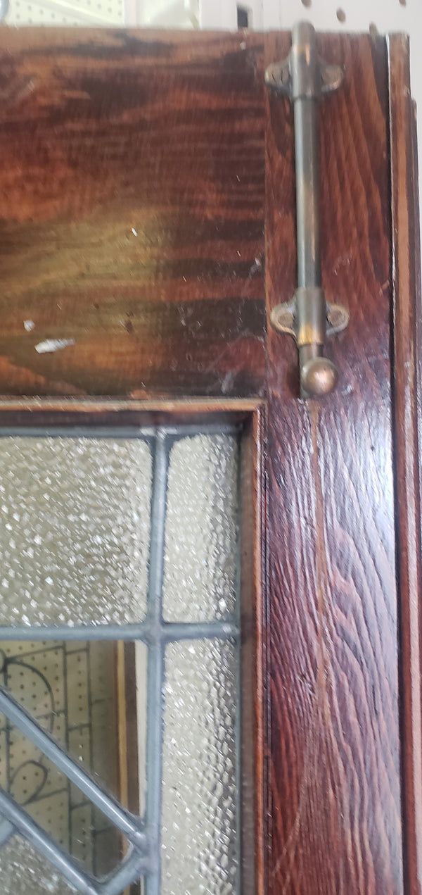 Art Deco Textured Leaded Window or Door in Wood Frame  14 3/4" x 75 1/2" #GA9152