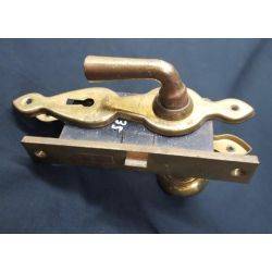 Brass Screen Door Lock Set With Knob Lever Handle and Back Plates #GA139