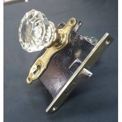 Mortise Lock Set with Crystal Doorknobs Brass Backplates & Thumb Turn #GA1067