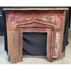 Solid Wood Mantel with Carved Leaves and Branches Design #GA2006