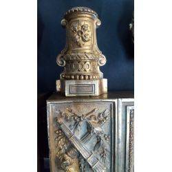 Rare 1800s Ornate Solid Brass Griffin Design Double Door Rim Lock Set with Keys #GA1060