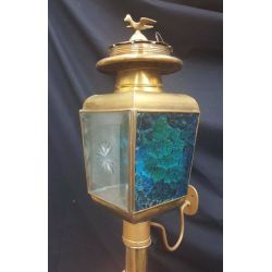 Pair of Brass Carriage Lantern Style Wall Sconces #GA1011
