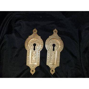 Solid Brass with Satin Finish Ornate Eastlake Pocket Door Pulls GA296