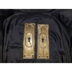 Art Deco Brass Plated Pocket Door Pulls #GA298