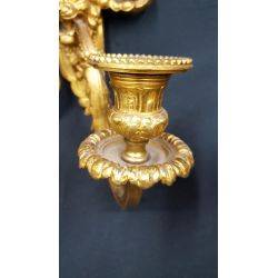 Pair of Solid Brass Ornate Lion's Head Candle Sconces #GA60