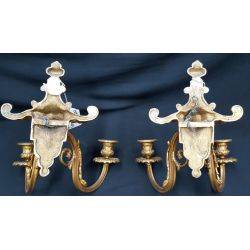 Pair of Solid Brass Ornate Lion's Head Candle Sconces #GA60