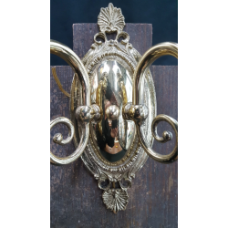 Converted Brass Two Light Sconce With Frosted Etched Ruffled Shades #G2LS