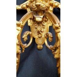 Pair of Solid Brass Ornate Lion's Head Candle Sconces #GA60