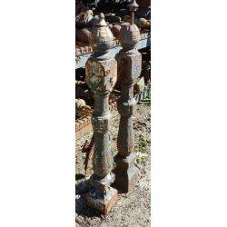 Set of 2 Cast Iron Newel Posts With Tear Drop Finials #GA83