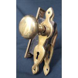 Brass Screen Door Lock Set With Knob Lever Handle and Back Plates #GA139