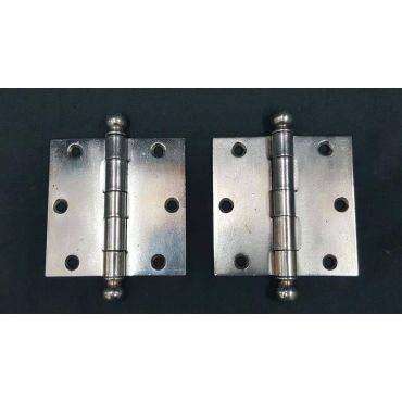 Pair of Chrome Plated Brass Door Hinges 3 1/2" x 3" #GA157