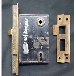 Ornate Eastlake Victorian Pocket Door Lock with Keeper #GA2002