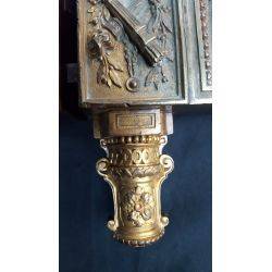 Rare 1800s Ornate Solid Brass Griffin Design Double Door Rim Lock Set with Keys #GA1060