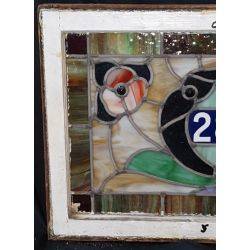 Multicolored Stained Glass Window in Wood Frame with 2837 Detail #GA4045
