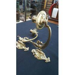 Pair of Solid Brass Ornate Swinging Candle Wall Sconces #GA717